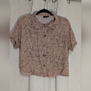 Casual Black Speckled Blouse Crop Top Y2K